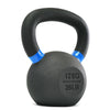 Black kettlebell with blue accents on a white background