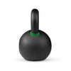 Black kettlebell with a green accent on a white background
