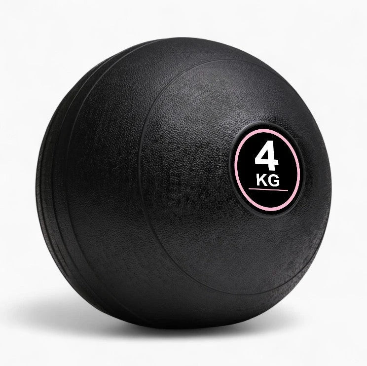 Black exercise ball with a 4KG label on a white background