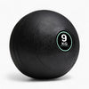 Black exercise ball with a 9 kg label on a white background