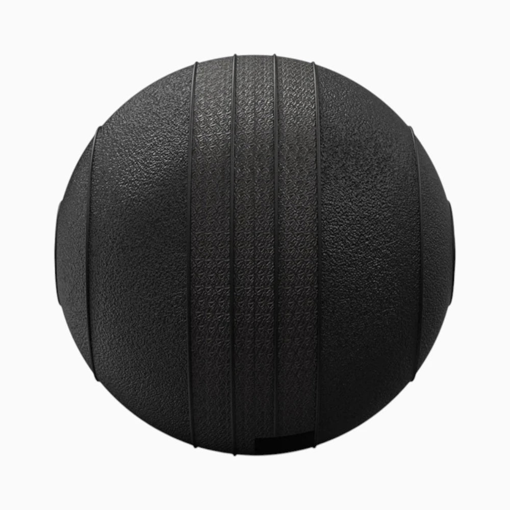 Black slam ball showing surface texture on a white background