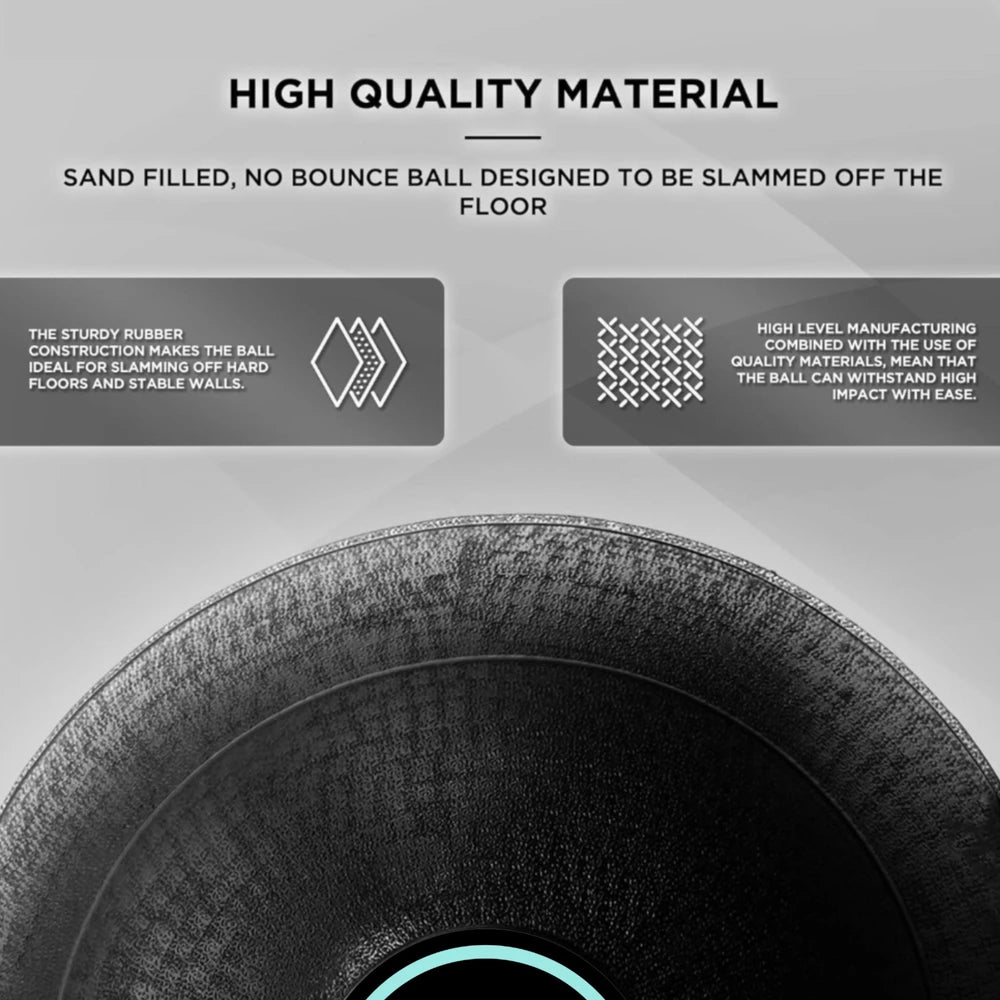 High quality material sand-filled ball design with text on a gray background