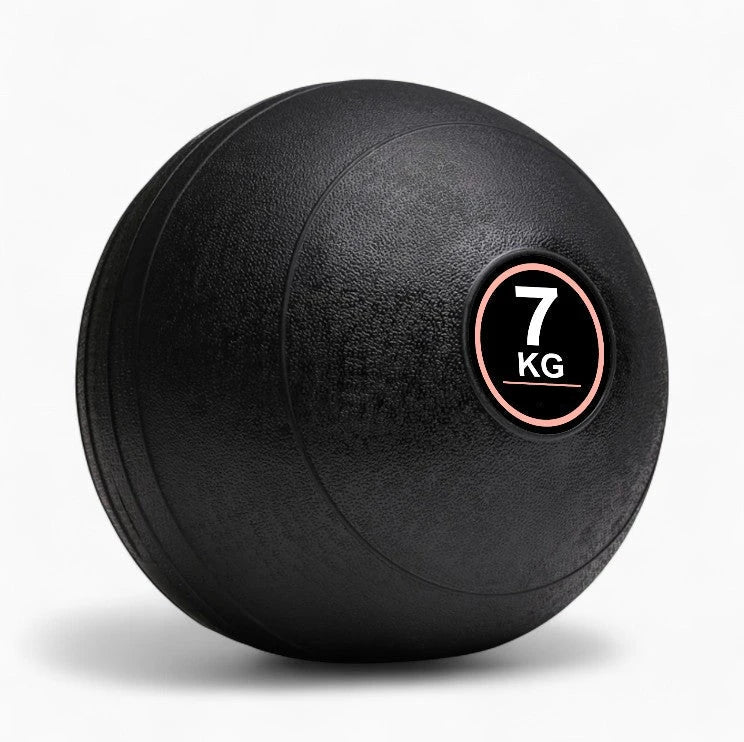 Black exercise ball with '7 KG' label on a white background