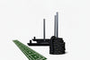 Gym equipment including ropes and floor marker mat on a white background