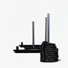 Set of battle rope and power sled on a white background