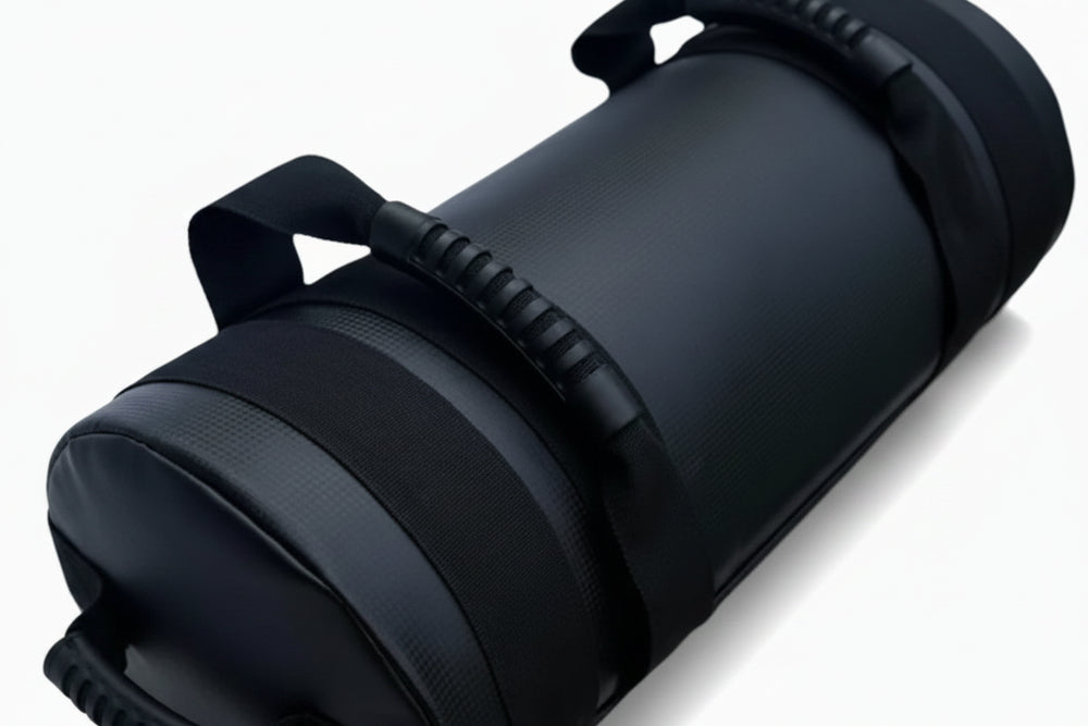 Black sandbag on a white background