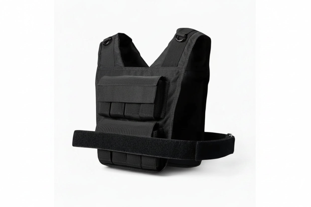 Black weighted vest on a white background Main image