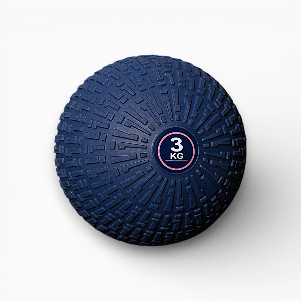 Blue slam ball with '3 KG' marking on a white background