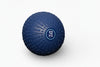 Blue exercise ball with '12 KG' marking on a white background