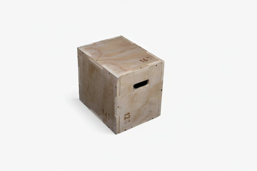 Wooden gym box with on a white background