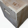 Wooden jump box with '16' on a white background