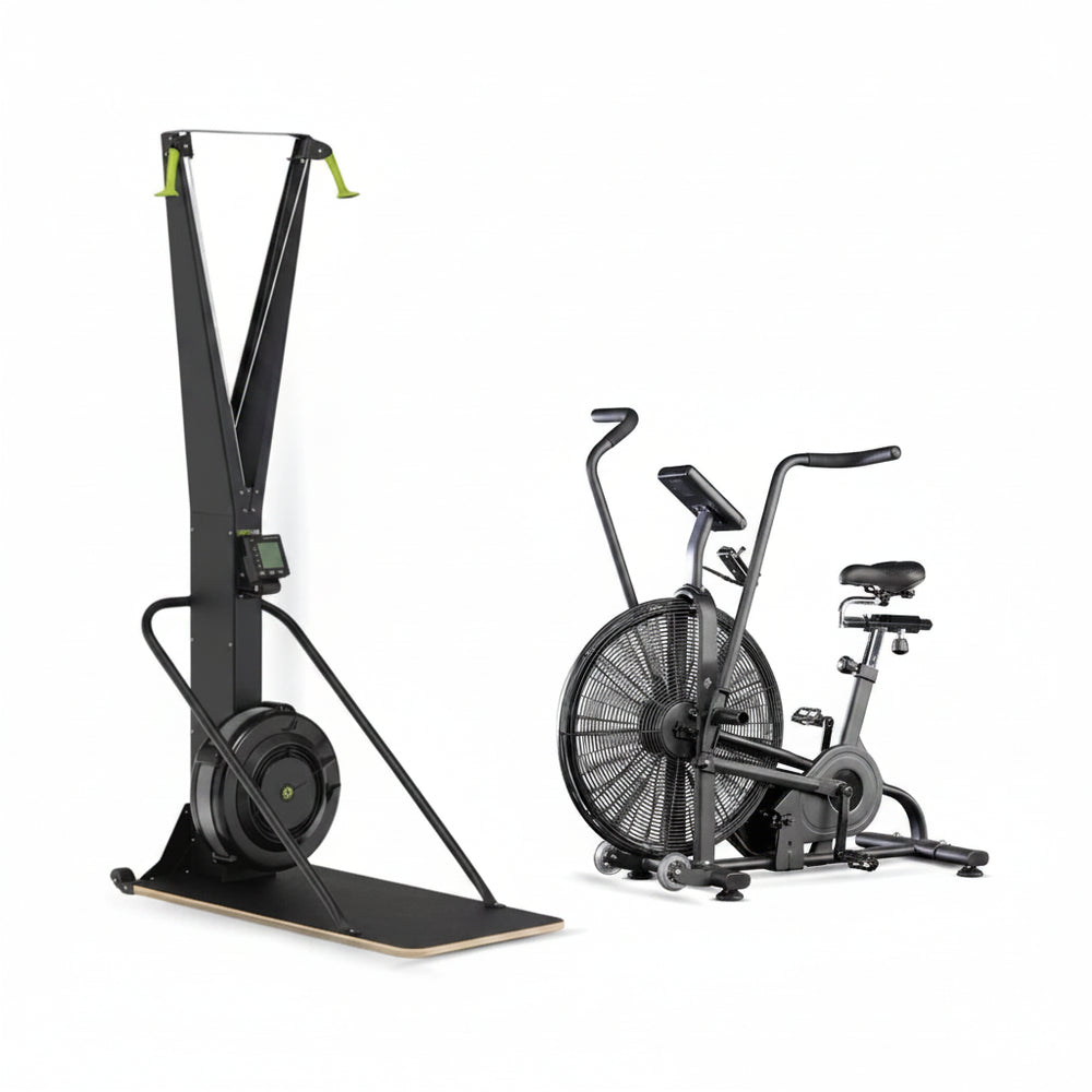 Air exercise bmachine with ski erg machine on a white background