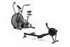 Exercise bike and rowing machine on a white background