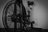 Close-up of assault air bike with a focus on the fan and seat.