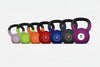 Set of colorful kettlebells on a white background
