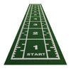 Green sled mat with white numbering and 'Start' text on a white background