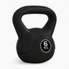 Black kettlebell with '6 KG' marking on a white background
