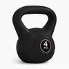 Black kettlebell with a '4 KG' label on a white background