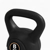 Black 8 kg kettlebell on a white background