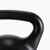 Close-up of a black kettlebell handle on a white background