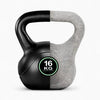 Kettlebell with 16 kg label on a white background