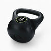 Black kettlebell with '12 KG' marking on a white background