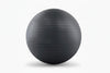 Black exercise ball on a white background