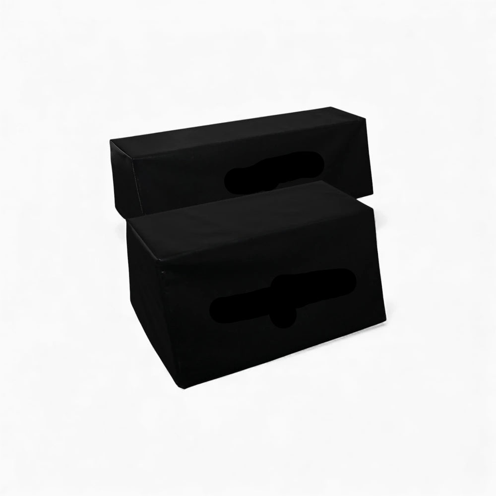 Black hip thrust benches on a white background