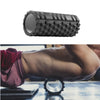 Split image showing a foam roller on a  white background and a man using a foam roller in a gym setting