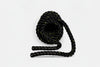 Black battle rope with handles on a white background