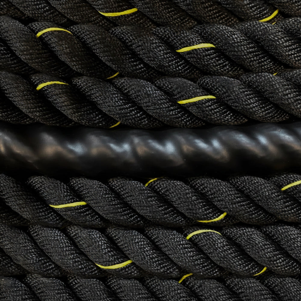 Black battle rope with yellow accents