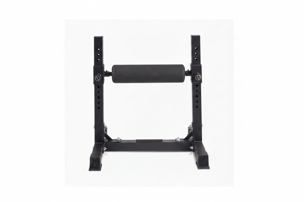 Black bulgarian split squat stand on a white background 