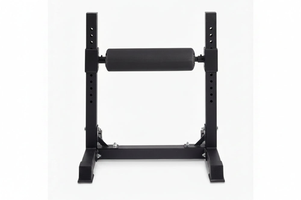 Black bulgarian split squat stand on a white background