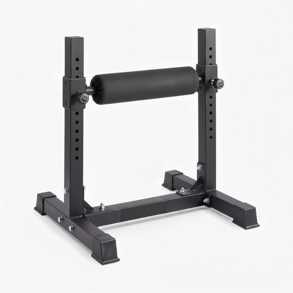 Black bulgarian split squat stand on a white background