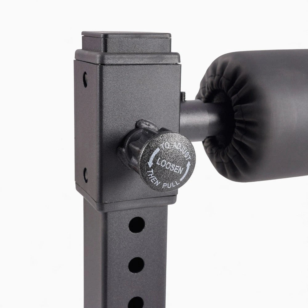 Adjustment pin on a bulgarian split squat stand on a white background