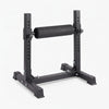 Black bulgarian split squat stand on a white background
