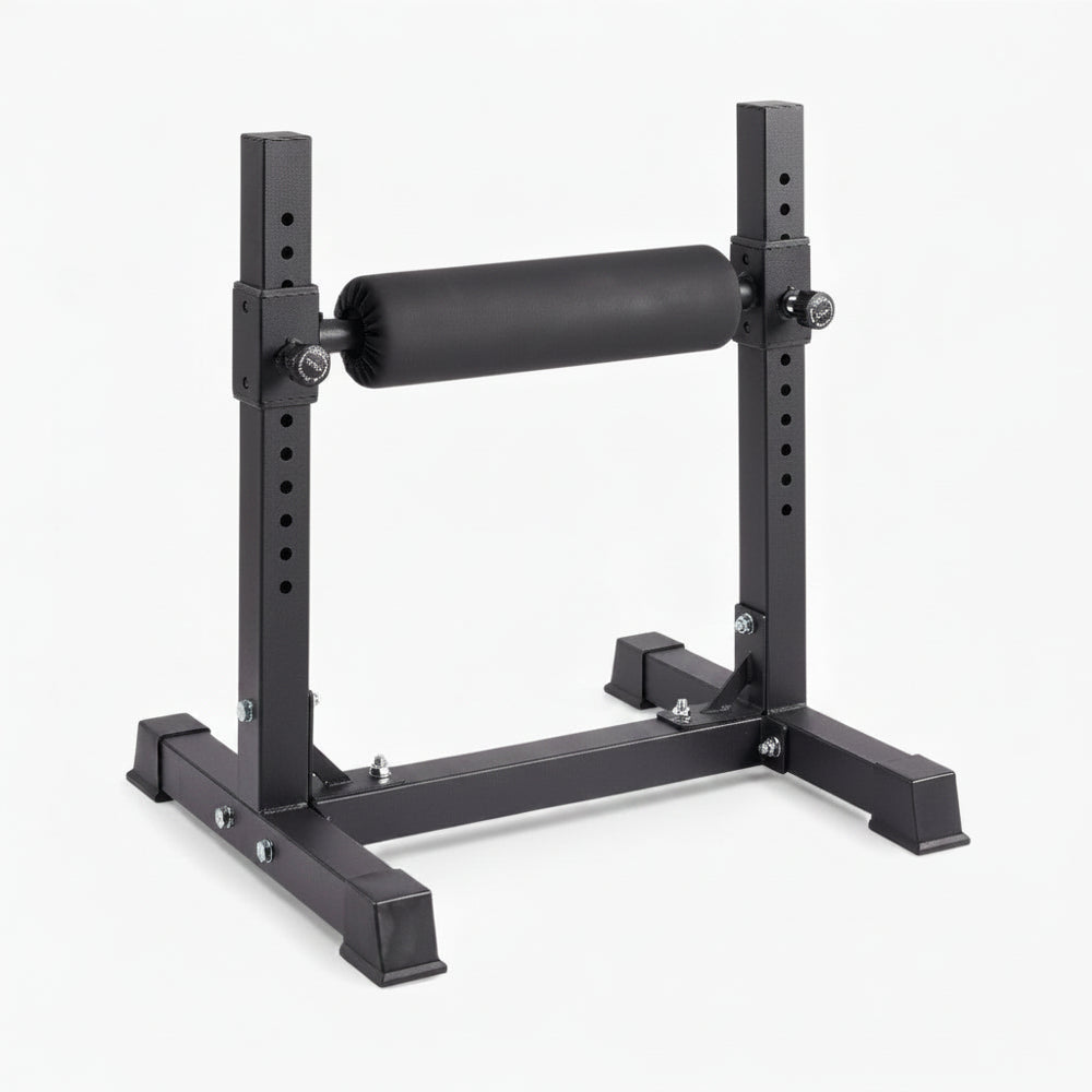 Black bulgarian split squat stand on a white background