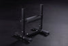 Black bulgarian split squat stand on a dark background