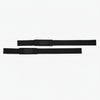 Two black weight lifting bands on a white background