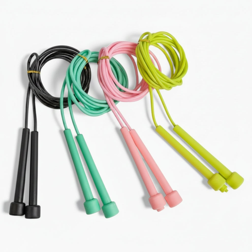 Colourful core pace jump ropes on a white background Main image