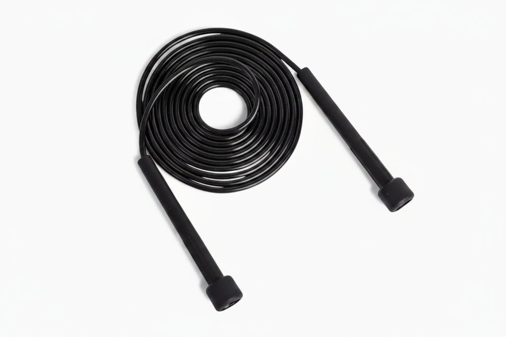 Black core pace jump rope on a white background