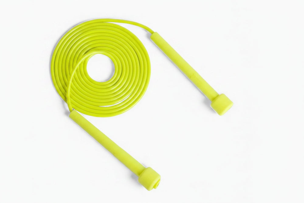 Yellow jump rope on a white background