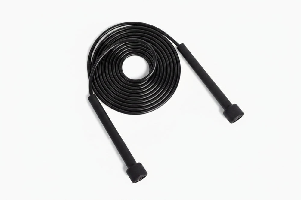 Black jump rope on a white background
