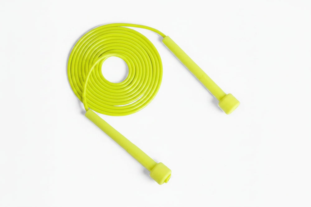 Yellow jump rope on a white background