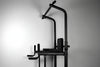 Black pull-up bar against a gray background