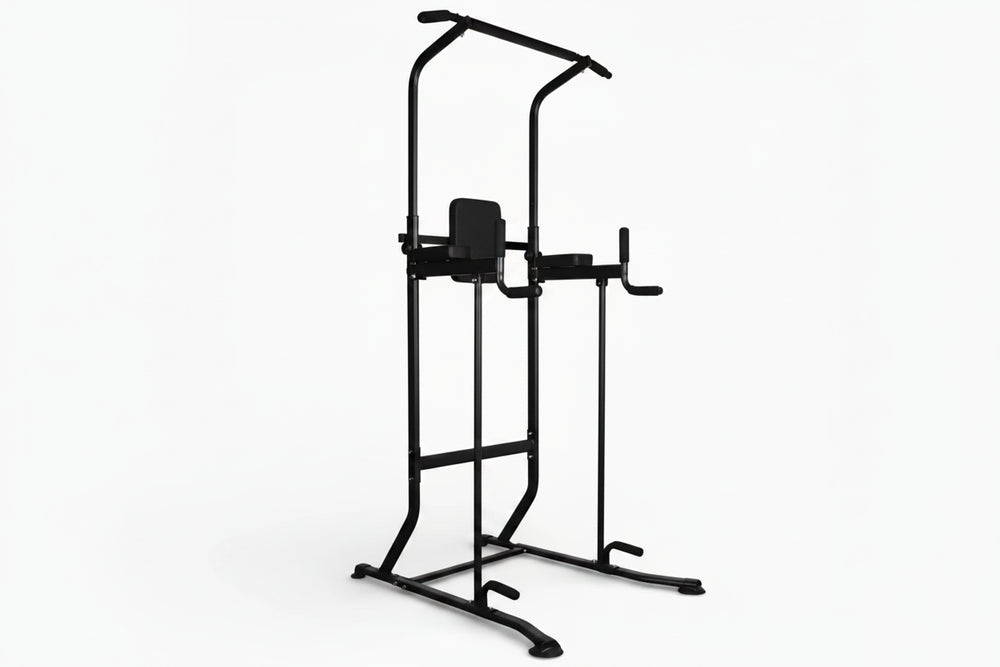 Power tower pull up dip station on a white background