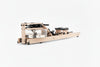 Wooden rowing machine with water tank on a white background