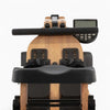 Wooden water rowing machine with led display on a white background