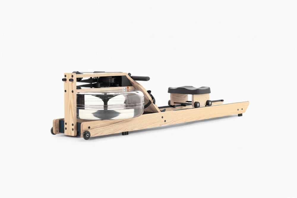 Wooden water rowing machine on a white background
