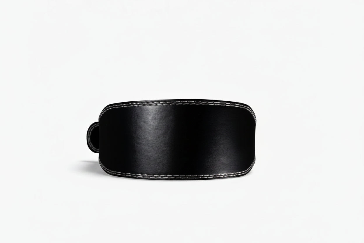 Black leather weight lifting belt on a white background - Cheap Gym Equipment | Gym Superstore